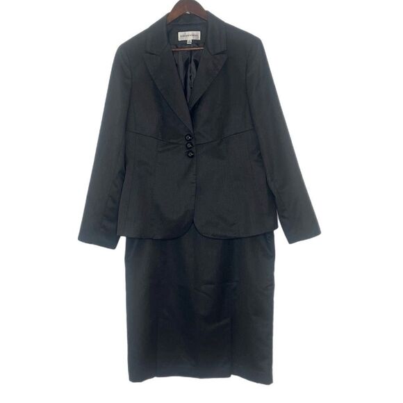Jones New York Dark Gray Three Button Blazer and Skirt Two Piece Suit - Picture 1 of 7